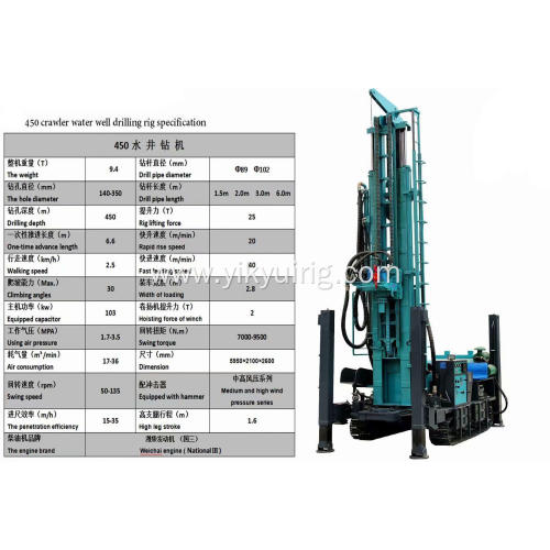 One time advanced 450m water well drilling rig